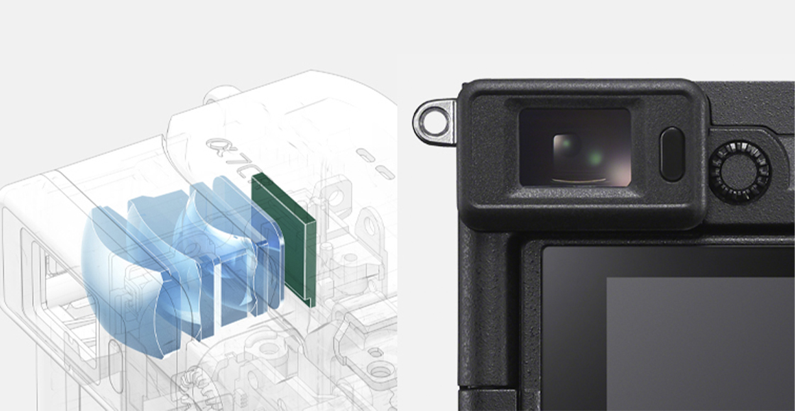 Abbildungen des Inneren des Suchers und Sucher-Nahaufnahme